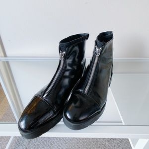 Zara Patent Leather Sock Boot